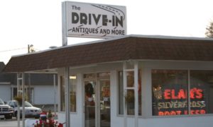 Drive In Antiques Storefront with Elams Root Beer sign